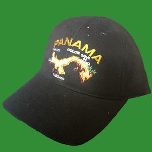 PANAMA Adjustable Strapback Baseball Hat Cap Black Santiago Canal South America